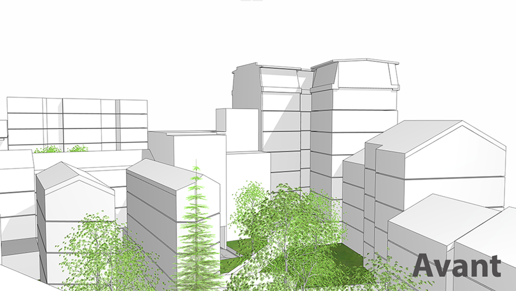 Transformation de bureaux en logements, extension et sur-élévation