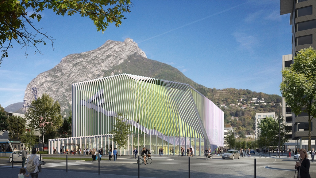 2013-Grenoble-Pavillon mobilité-Perspective depuis l'Angle-Avenue-1030x582